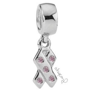‼️ SALE ‼️ EUC Pandora 790314PCZ Silver Breast Cancer Awareness Ribbon Dangle
